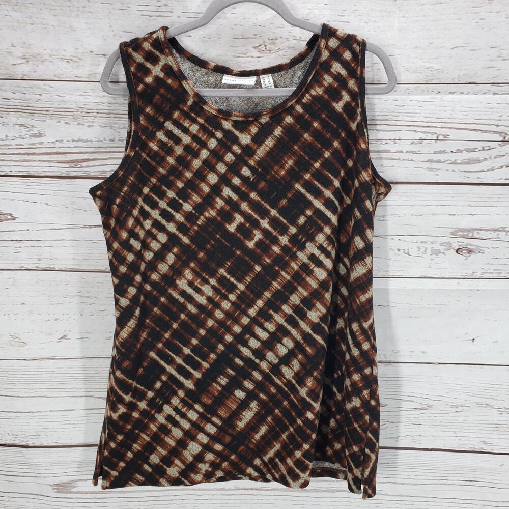 Susan Graver Women's Brown Print 2 Piece Top & Cardigan Sweater Size Large - Picture 2 of 9